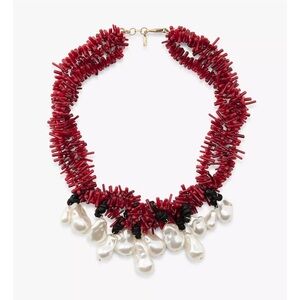 ZARA RED BEAD AND PEARL NECKLACE | NWOT